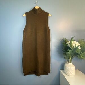 Pigment Brown Chunky Knit Turtleneck Sleeveless Dress